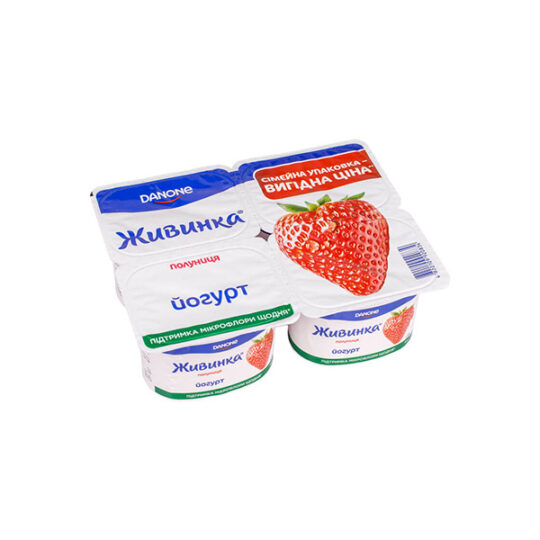 Йогурт Живинка Полуниця 1,5%, (стакан) "ЧЕТВІРКА"
