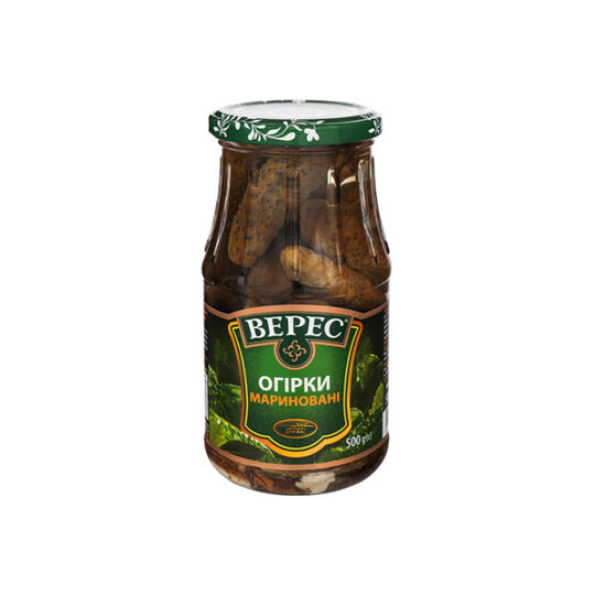 Огірки Корнішони Мариновані Верес, 1шт/500г (550г*12шт)