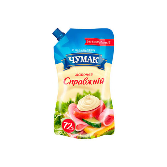 Майонез Чумак Справжній 72%, дойпак 1уп/600мл