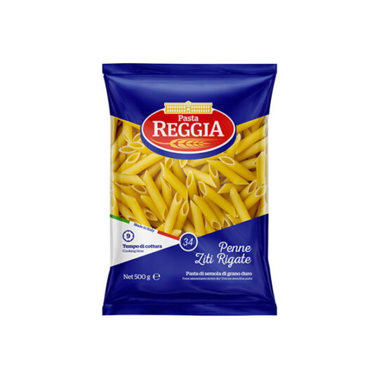 Макарони REGGIA 34 Перо Рифлене, 1шт/500гр (500гр*24шт)