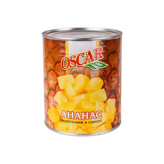 Ананас у сиропі шматочки, ж/б 850/490гр (850гр*24шт)