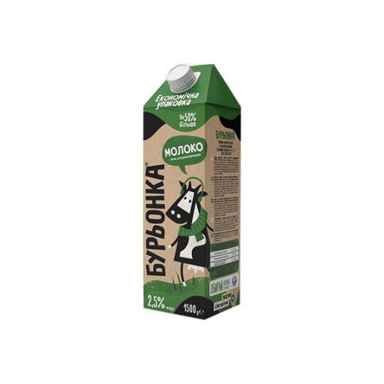 Молоко у/п Бурьонка 2,5% 1уп/1500г (1,5л*8шт)