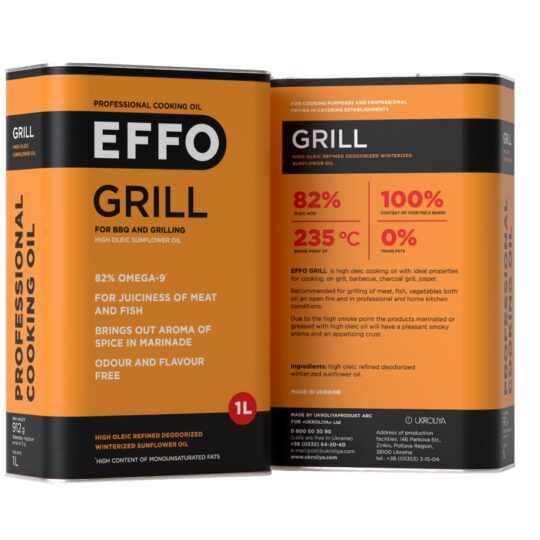 Олія соняшникова рафінована EFFO Grill високоолеїнова, ж/б 1 шт/1л